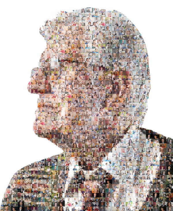Senior man mosaic representing workforce